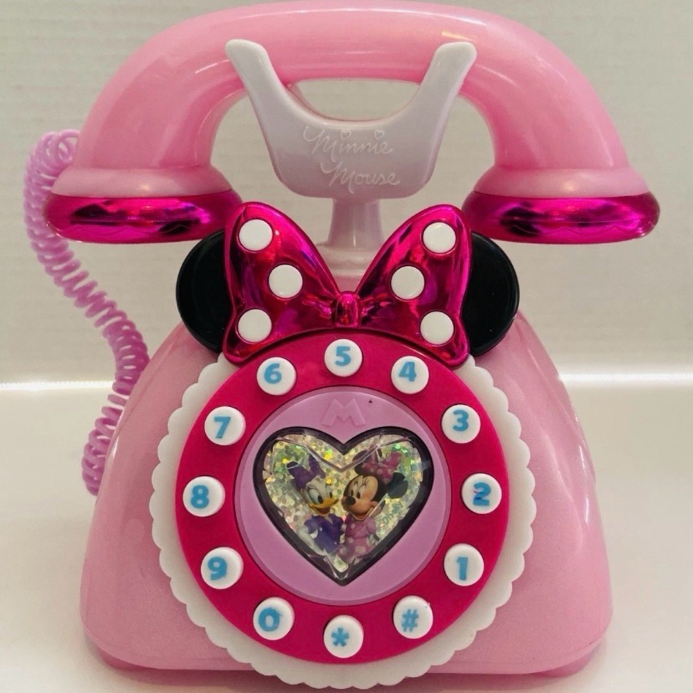 Disney Junior Minnie Mouse Ring Me Rotary Phone Pink Lights & Sounds Tested Work